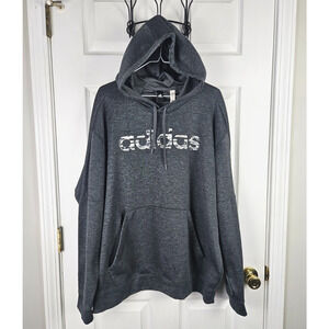 Adidas Climawarm Hoodie Mens Size 2XL Pullover Spellout Grey Kanga Sweatshirt